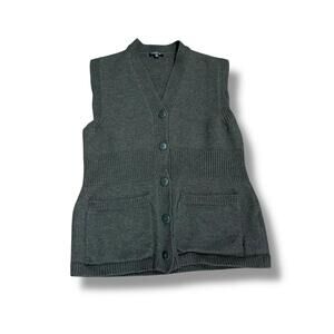 Vintage Green Wool Button Up Vest